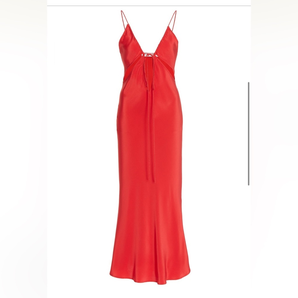 Christopher esber cutout silk midi red slip dress.    AU 10 US 6